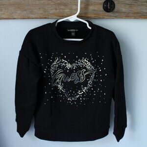Guess Size 7 Black With Clear Crystal Blingy Sweatshirt